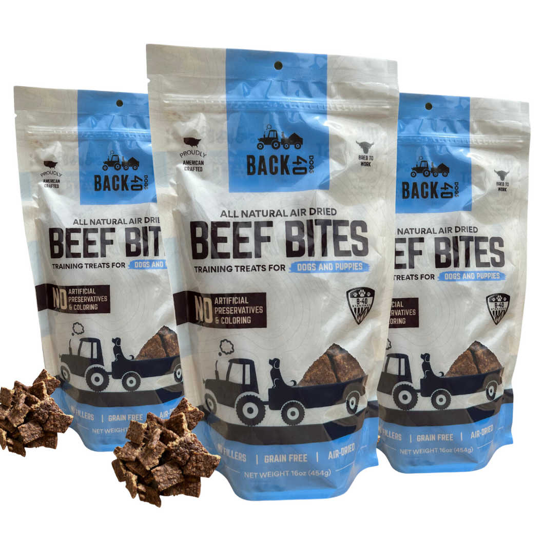 Beef Bites Bundle (3): All Natural Premium Air Dried Training Treats - 16oz