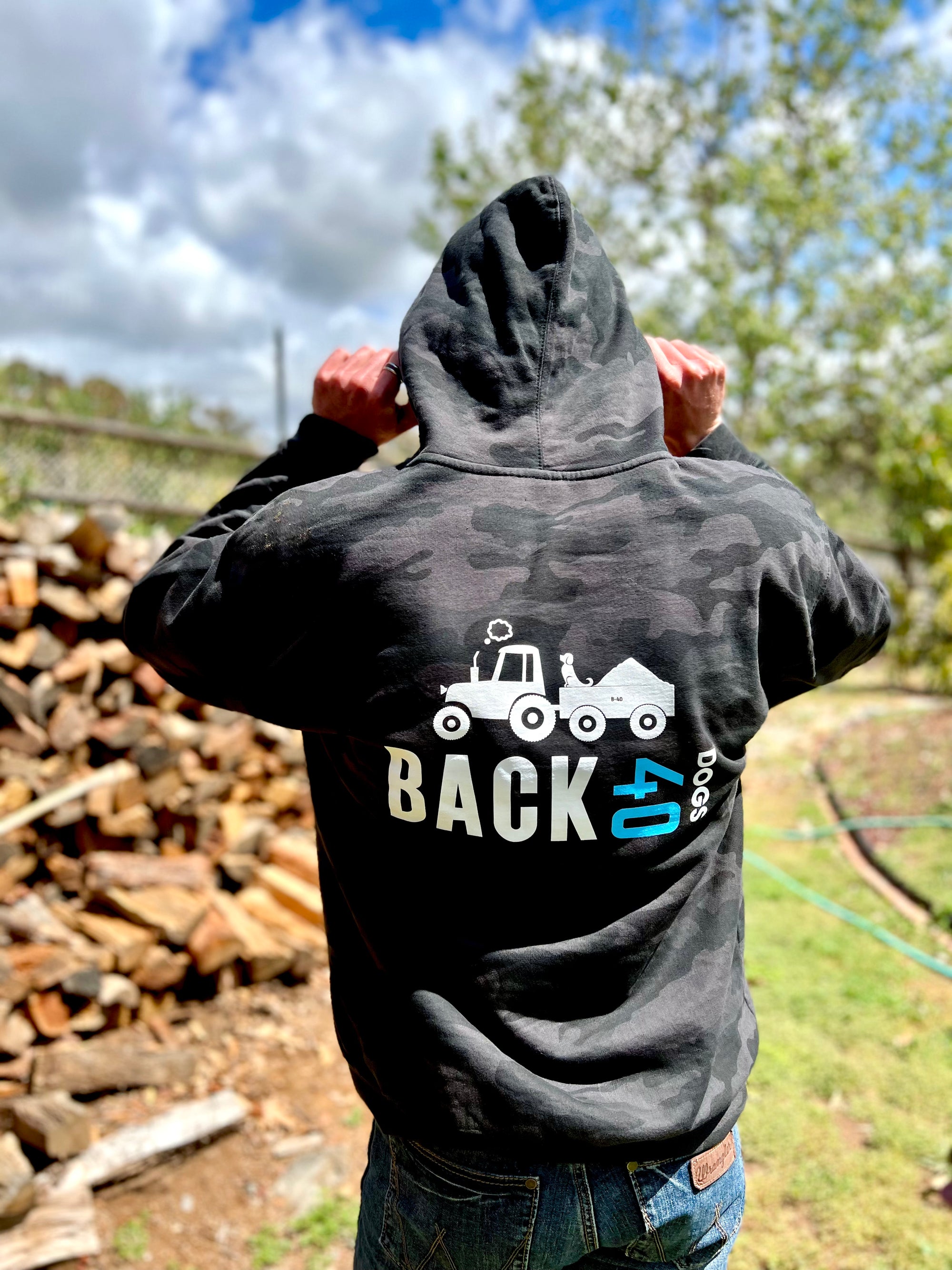 BACK 40 Black Camo Mid-weight Hoodie